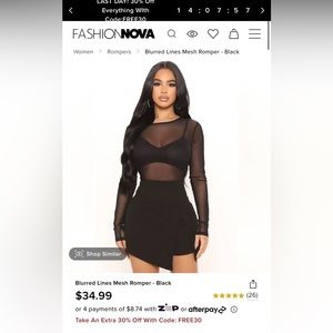 New black Fashion Nova mesh romper. Size M